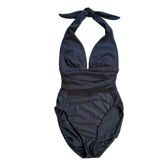 Vintage 80s Mainstream Swimsuit One Piece Bodysuit Halter Union Made USA Sz 8 - Picture 1 of 10